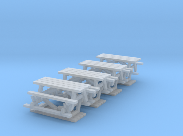 N Scale Picnic Tables x8 in Smooth Fine Detail Plastic