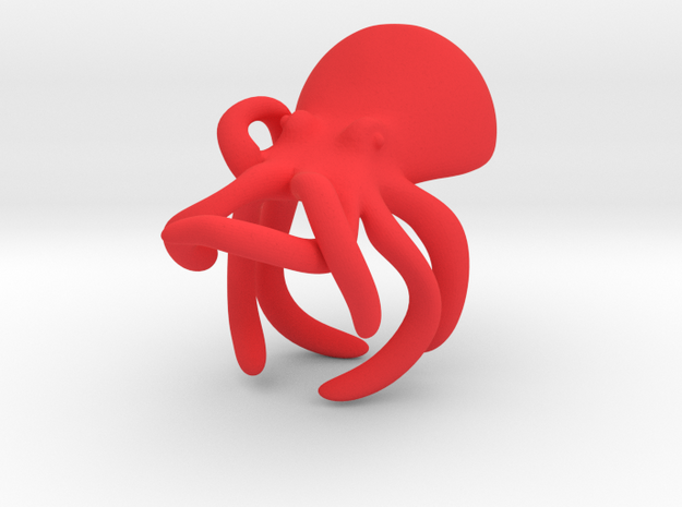 Octopus Ring in Red Processed Versatile Plastic: Small