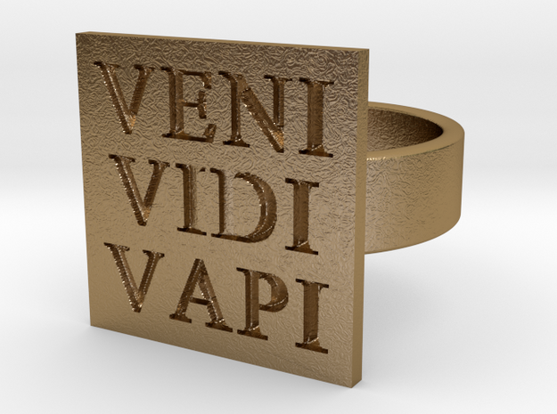 Veni Vidi Vapi Ring in Polished Gold Steel: 10 / 61.5