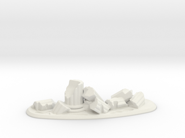 28mm Scale Column Ruins - Curved in White Natural Versatile Plastic