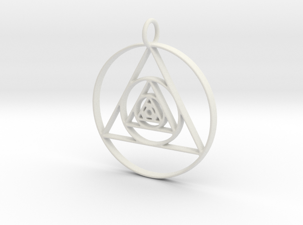 Modern Abstract Circles And Triangles Pendant in White Natural Versatile Plastic