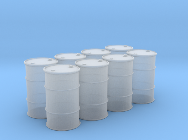 HO 55 Gallon Drum set of 8 in Smooth Fine Detail Plastic
