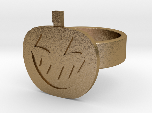 Jack-O-Lantern Ring in Polished Gold Steel: 10 / 61.5