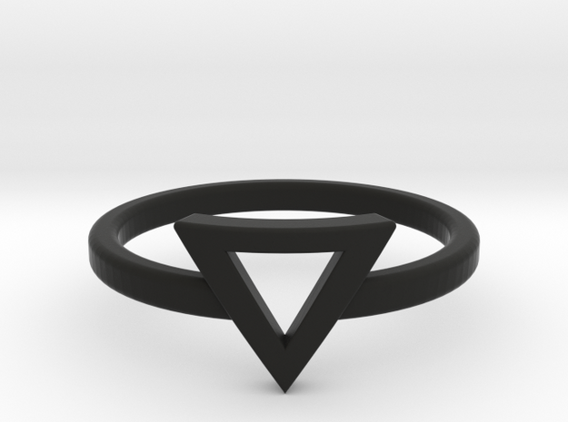 Small Offset Triangle Midi Ring in Black Natural Versatile Plastic