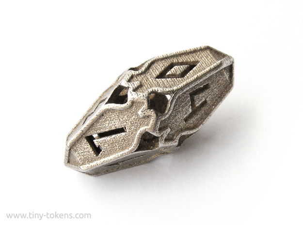 Amonkhet D10 gaming die - Small, hollow in Polished Bronzed Silver Steel