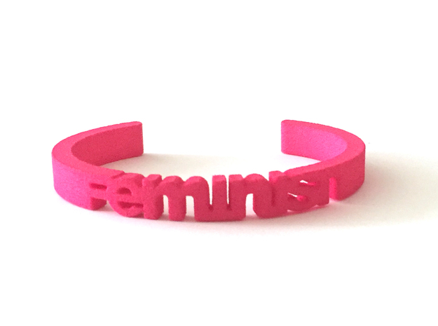 Feminist Cuff Bracelet in White Processed Versatile Plastic: Medium