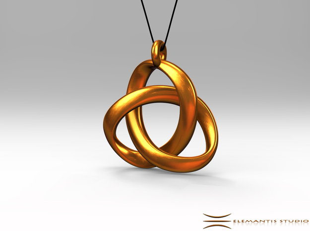 3D Open Triquetra Pendant 4.5cm in Polished Gold Steel