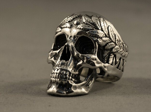 =EPIC CESAR SKULL RING= Size 11.5 in Polished Silver