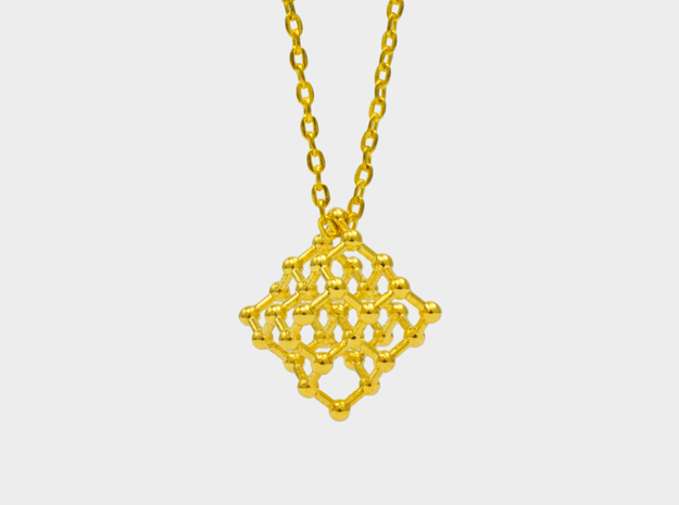 Diamond Molecule Necklace in 18k Gold Plated Brass