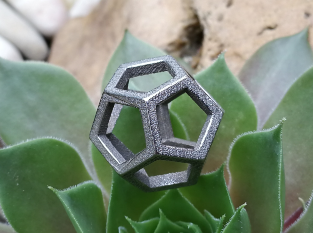 Dodecahedron Wire  in Polished Bronzed Silver Steel