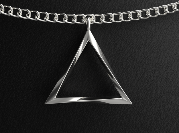 Twisting Triangle Pendant in Polished Silver