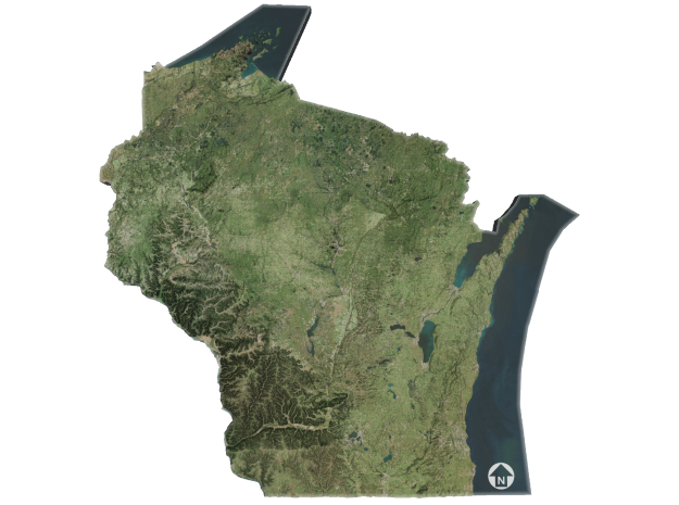 Wisconsin Relief Map in Full Color Sandstone