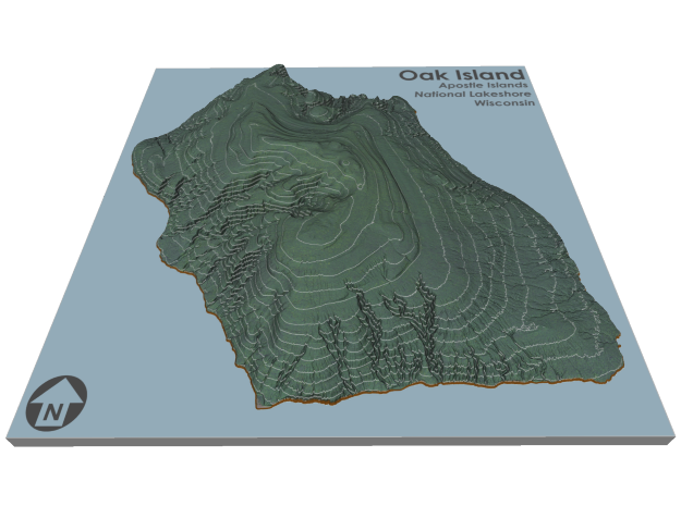 Oak Island Topo Map: 5 Inch in Full Color Sandstone