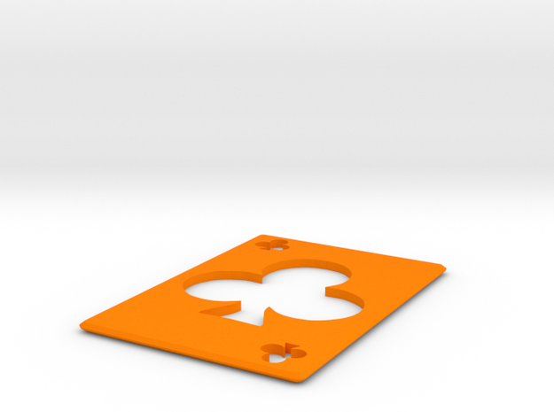 Throwing Card  Clubs in Orange Processed Versatile Plastic