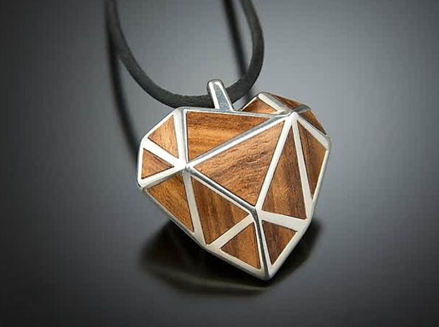 GEO LOVE pendant   in Polished Silver
