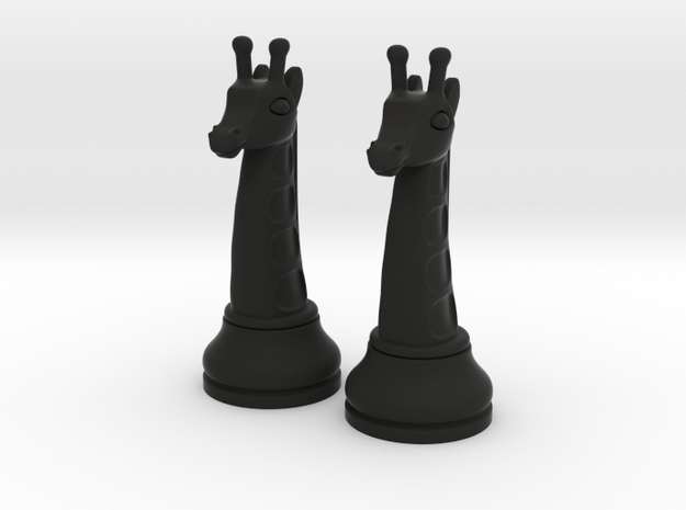 Pair Chess Giraffe Big / Timur Giraffe Zarafah in Black Natural Versatile Plastic