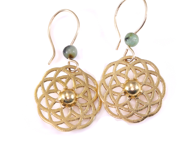 Round and Round Boho Earrings in Natural Brass