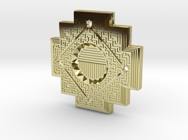 Inca Cross Amulet in 18k Gold Plated Brass: Small