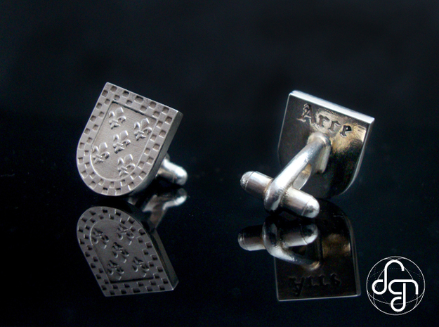 Heraldic Cufflinks (Arce) in Polished Silver