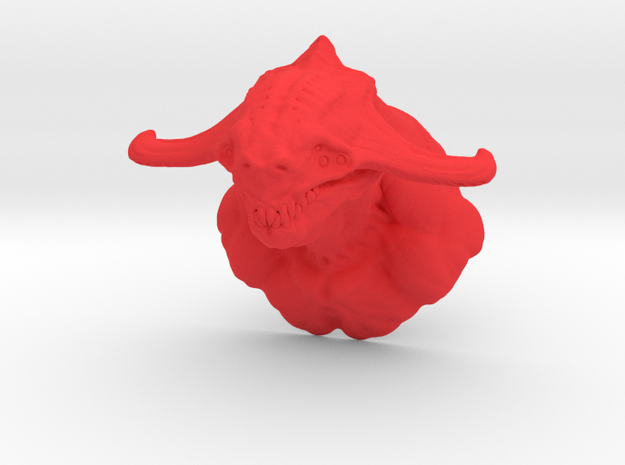 Horned Beast Bust in Red Processed Versatile Plastic