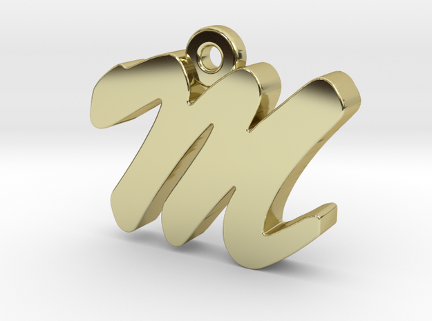 M - Pendant - 2mm thk. in 18k Gold Plated Brass