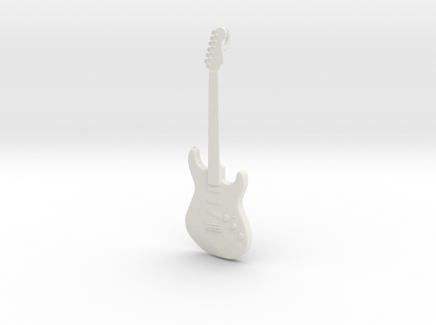 Stratocaster Guitar Pendant in White Natural Versatile Plastic