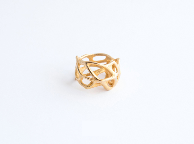 Voronoi Ring Size US 8.0 in Polished Gold Steel