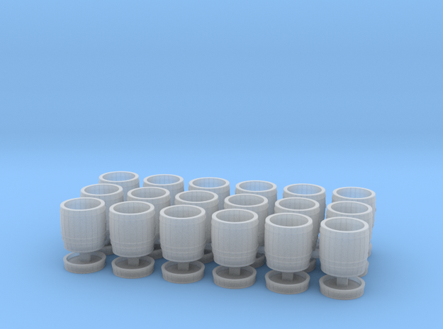 18 wooden barrels HO scale in Smooth Fine Detail Plastic