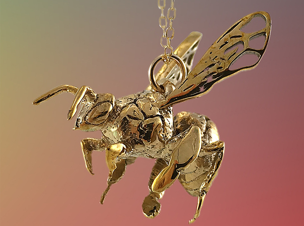 Western Honey Bee Pendant in 18k Gold Plated Brass