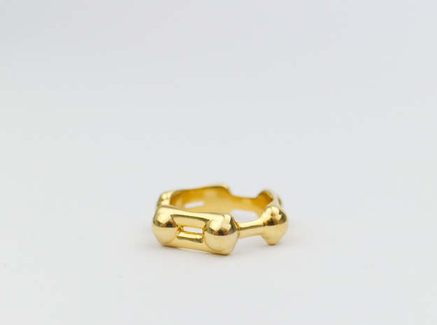Benzene Ring Molecule Ring 3D in 18k Gold Plated Brass: 6.5 / 52.75
