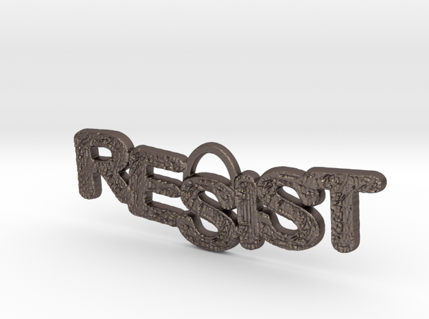 RESIST Pendant in Polished Bronzed Silver Steel