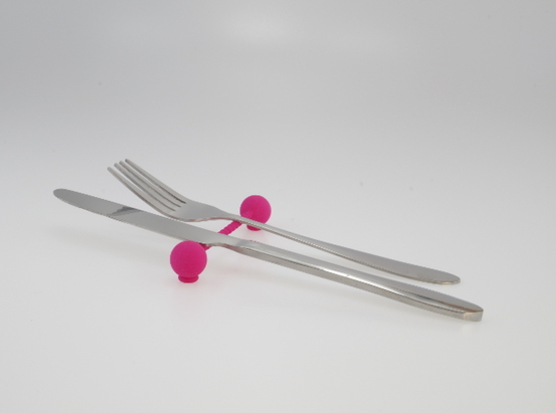 Knife rest & Cutlery rest.  Row of spheres in Pink Processed Versatile Plastic