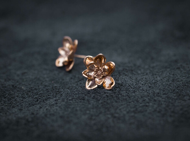 Wild Rose Earrings in Polished Bronze