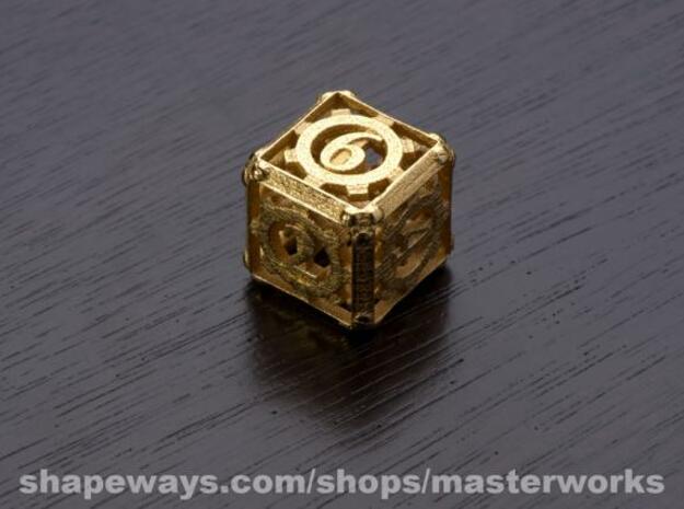Steampunk d6 in Polished Gold Steel