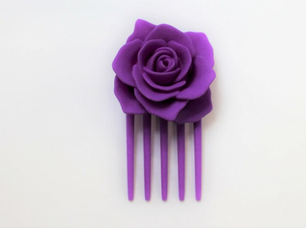Rose Hair Comb in Purple Processed Versatile Plastic