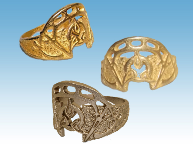 Dahar Master Ring in Polished Gold Steel: 9 / 59