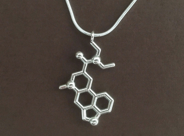 LSD molecule pendant in Polished Silver