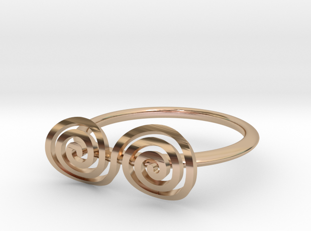 Celtic "life and death" turned spiral ring in 14k Rose Gold Plated Brass