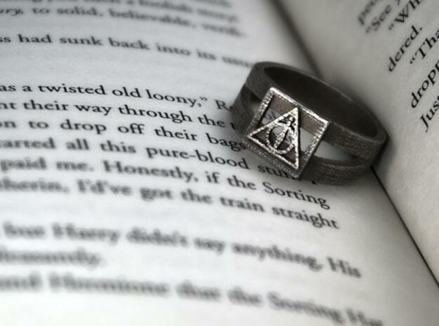 Deathly Hallows Ring Size 10 in Polished Bronzed Silver Steel