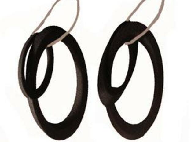 Oval earrings in Black Natural Versatile Plastic