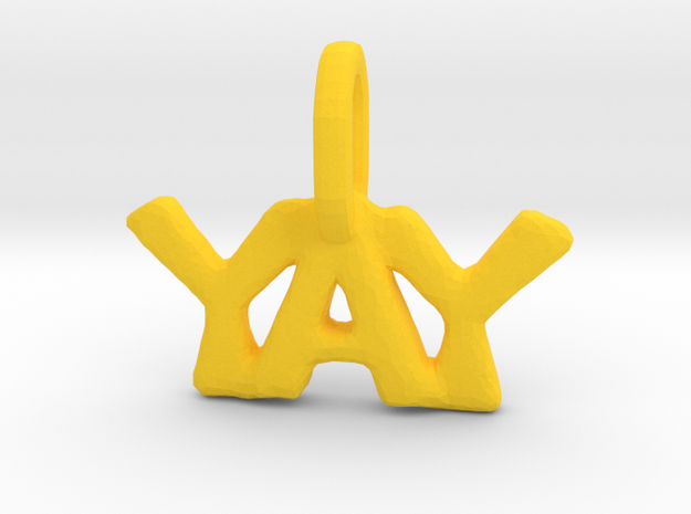 "Yay" Pendant in Yellow Processed Versatile Plastic