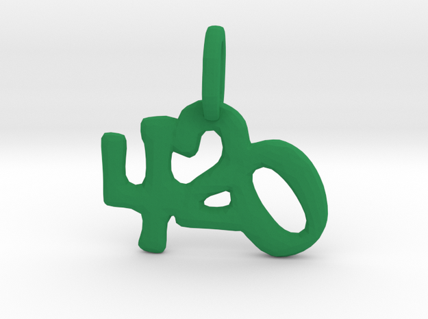"420" Pendant in Green Processed Versatile Plastic