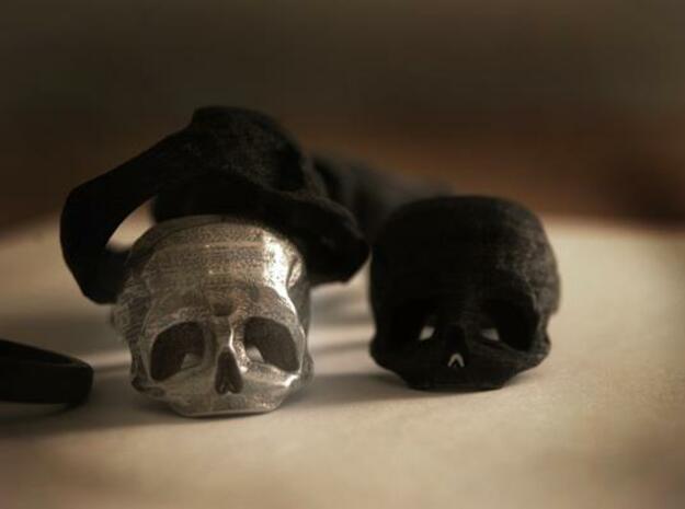 Skull Ring US 6 in Polished and Bronzed Black Steel