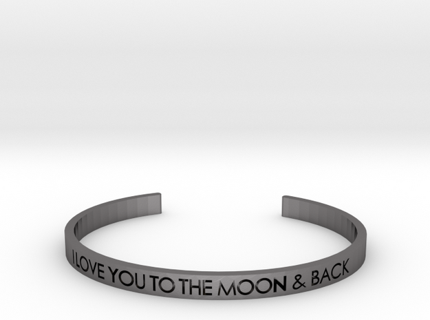 Love You to The Moon & Back Bracelet in Polished Nickel Steel: Small