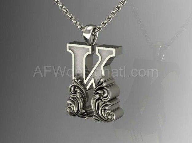 Scroll Letter K – Initial Letter Pendant