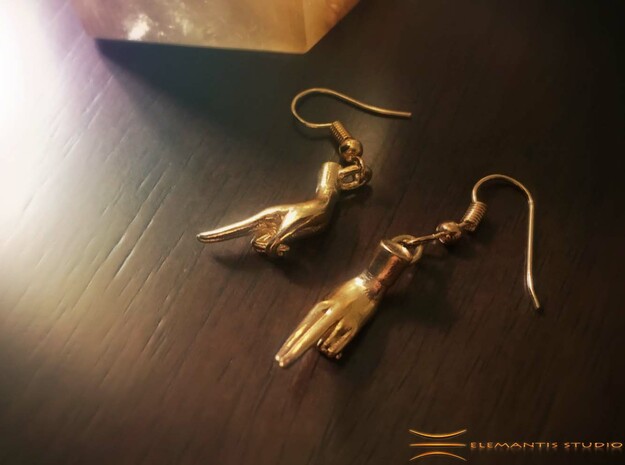 Kapithaka Mudra Earrings in Natural Brass