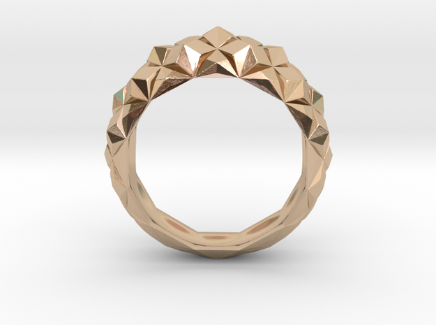 Geometric Cristal Ring 1 in 14k Rose Gold Plated Brass