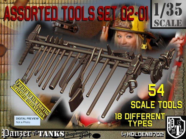 1/35 Assorted Tools Set02-01 in Smooth Fine Detail Plastic