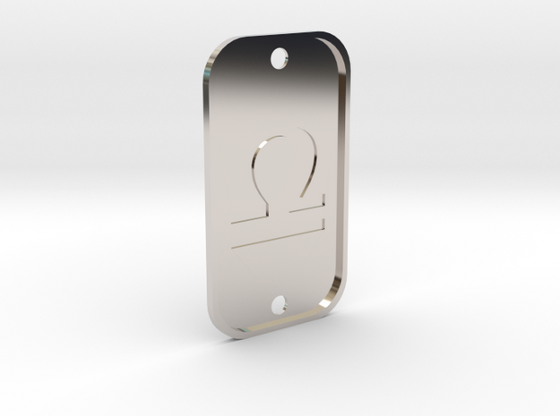 Libra (The Scales) DogTag V4 in Rhodium Plated Brass