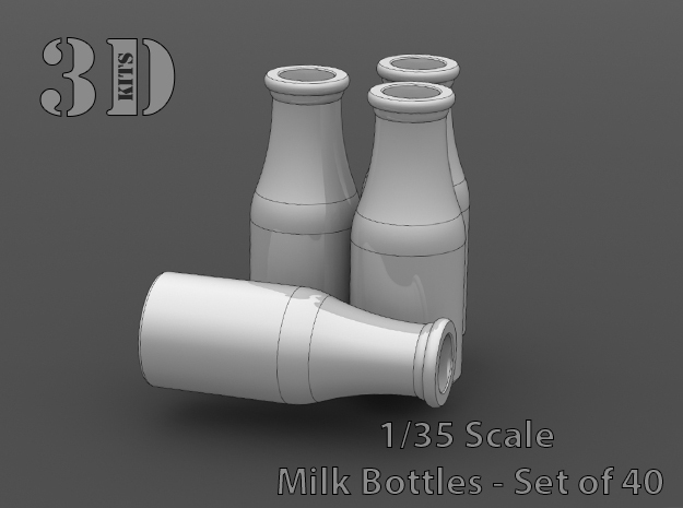 40 Empty milk bottles in Smoothest Fine Detail Plastic
